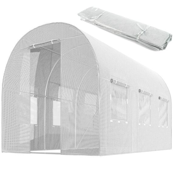 Solar gradina DacEnergy©, profile din otel, zincate, 25x07 mm, intrare cu fermoar, 6 ferestre cu plasa de tantari, 2x3m, 6m2, alb-poza 4-Dacenergy.ro