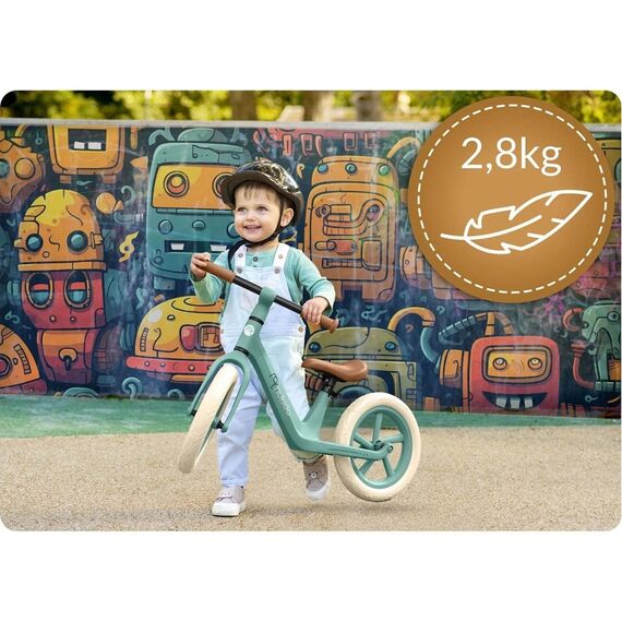 Bicicleta de echilibru pentru copii, cadru durabil, sa din spuma, manere cauciucate, inaltimea scaunului reglabila, roti de spuma EVA, 12 inchi, verde, Culoare: Verde-poza 2-Dacenergy.ro
