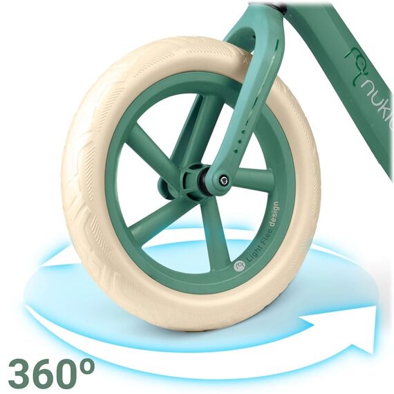 Bicicleta de echilibru pentru copii, cadru durabil, sa din spuma, manere cauciucate, inaltimea scaunului reglabila, roti de spuma EVA, 12 inchi, verde, Culoare: Verde-poza 5-Dacenergy.ro