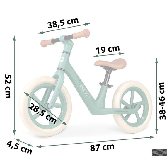 Bicicleta de echilibru pentru copii, cadru durabil, sa din spuma, manere cauciucate, inaltimea scaunului reglabila, roti de spuma EVA, 12 inchi, verde, Culoare: Verde-poza 6-Dacenergy.ro