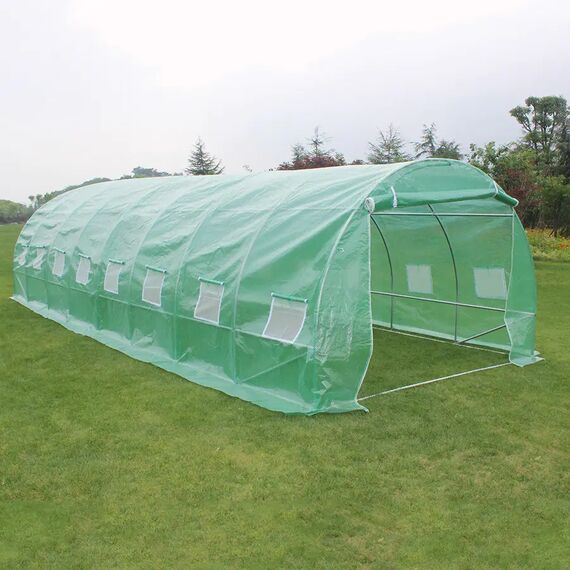 Solar gradina DacEnergy©, tevi din otel, folie PE 140g/m2, 16 ferestre cu plasa de tantari, 8x 3x 2 m, doua usi acces, suprafata totala 24m2, rezistenta la UV4, verde, Tip deschidere: Frontala , Spate, Culoare: Verde, Latime: 300 cm, Lungime: 800 cm-poza 4-Dacenergy.ro