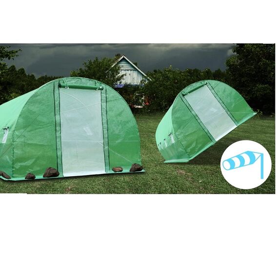 Solar gradina DacEnergy©, tevi din otel, folie PE 140g/m2, 16 ferestre cu plasa de tantari, 8x 3x 2 m, doua usi acces, suprafata totala 24m2, rezistenta la UV4, verde, Tip deschidere: Frontala , Spate, Culoare: Verde, Latime: 300 cm, Lungime: 800 cm-poza 6-Dacenergy.ro