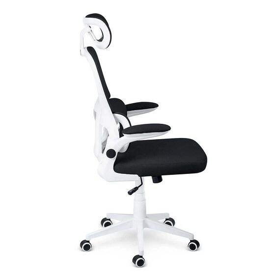 Scaun de birou DacEnergy©, microplasa, stil modern, inaltime reglabila, suport ergonomic conturat pentru coloana lombara, tetiera reglabila, functia de balansare, negru, Culoare: Negru-poza 4-Dacenergy.ro