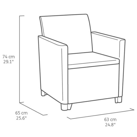 Set mobilier gradina DacEnergy©, polipropilena, masa 2 fotolii si o canapea cu perne, 4 persoane, spatiu depozitare, 55.5 x 55.5 x 38.5 cm, grafit, Numar persoane	: 4-poza 11-Dacenergy.ro