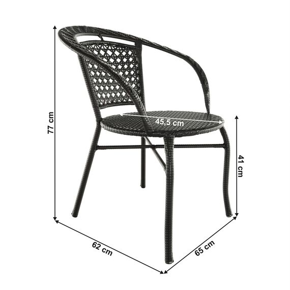 Set mobilier gradina DacEnergy©, fabricat din ratan sintetic si otel, masa rotunda si 2 scaune, fixa, 60 x 60 cm, maro-poza 15-Dacenergy.ro