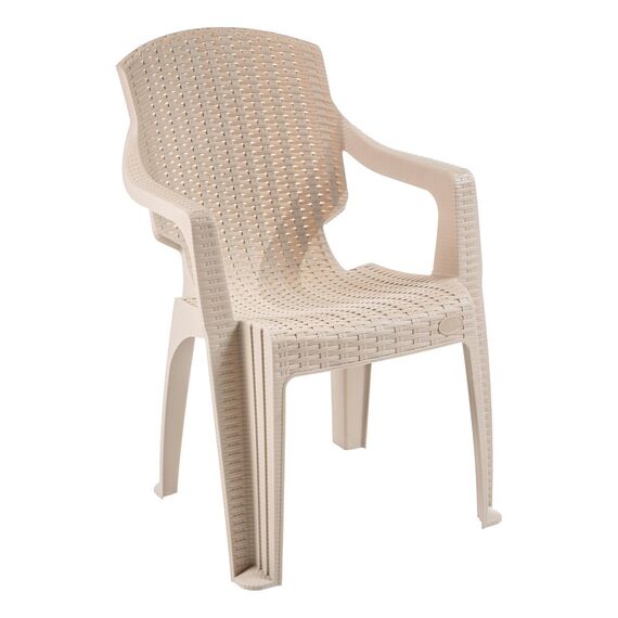 Set masa DacEnergy©, fabricat din polipropilena, cu model impletitura de ratan, forma patrata, cu 4 scaune, pentru interior/ exterior, crem, Numar persoane	: 4, Culoare: Crem-poza 2-Dacenergy.ro