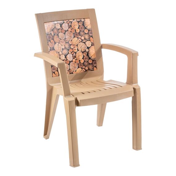 Set masa DacEnergy©, confectionat din polipropilena, forma dreptunghiulara, cu model imprimat, fixa, 4 scaune, rezistenta la umezeala, 140 x 73 x 80 cm, teak, Numar persoane	: 4, Culoare: teak-poza 2-Dacenergy.ro