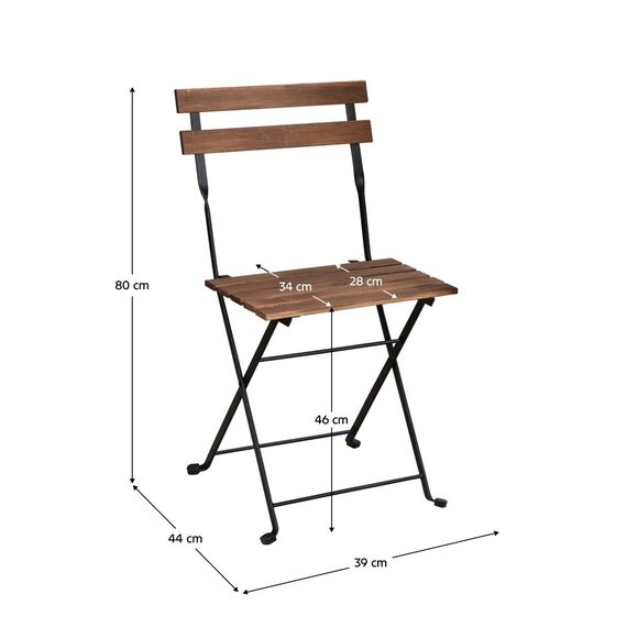 Set mobilier gradina DacEnergy©, constructia din otel si lemn, o masa si 4 scaune, 100 x 54 x 71 cm, acacia si neagra-poza 2-Dacenergy.ro