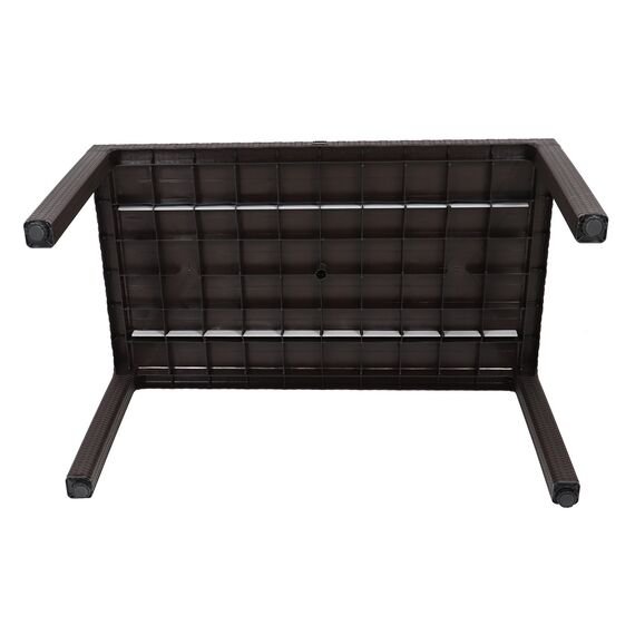 Set masa DacEnergy©, fabricat din polipropilena, cu model impletitura de ratan, forma dreptunghiulara, cu 6 scaune, pentru interior/ exterior, 150 x 90 x 74 cm, wenge, Numar persoane	: 6, Culoare: Wenge-poza 3-Dacenergy.ro