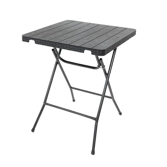 Set mobilier gradina DacEnergy©, din polipropilena,o masa si 2 scaune, pliabile, rezistenta la apa si raze UV, model impletitura ratan, 60 x 60 x 73 cm, negru, Numar persoane	: 2-poza 5-Dacenergy.ro
