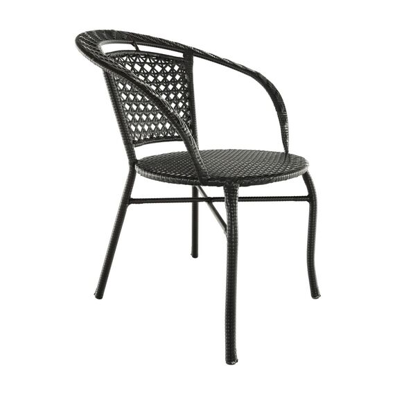 Set mobilier gradina DacEnergy©, fabricat din ratan sintetic si otel, masa rotunda si 2 scaune, fixa, 60 x 60 cm, maro-poza 6-Dacenergy.ro