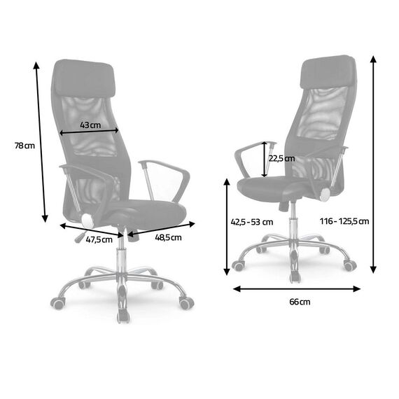 Scaun birou DacEnergy©, din microplasa, cu baza cromata, spatar inalt, ergonomic, cotiere confortabile, functia de blocare verticala, tetiera integrata, negru, Culoare: Negru-poza 3-Dacenergy.ro