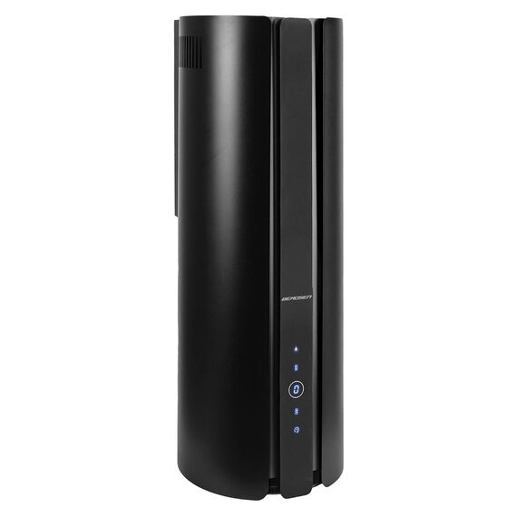 Hota de bucatarie decorativa, din inox, iluminare LED, functie de oprire automata, 9 trepte de viteze, control electronic buton soft touch, 520 m3/h, 100 W, 35 x 35 x 93 cm, neagra-Dacenergy.ro