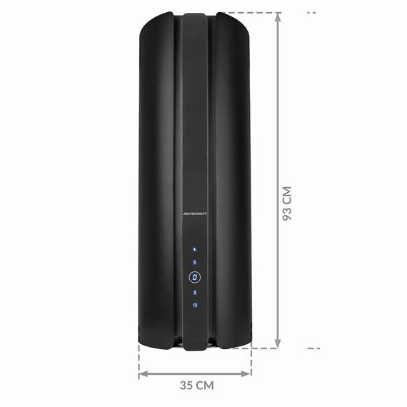 Hota de bucatarie decorativa, din inox, iluminare LED, functie de oprire automata, 9 trepte de viteze, control electronic buton soft touch, 520 m3/h, 100 W, 35 x 35 x 93 cm, neagra-poza 10-Dacenergy.ro