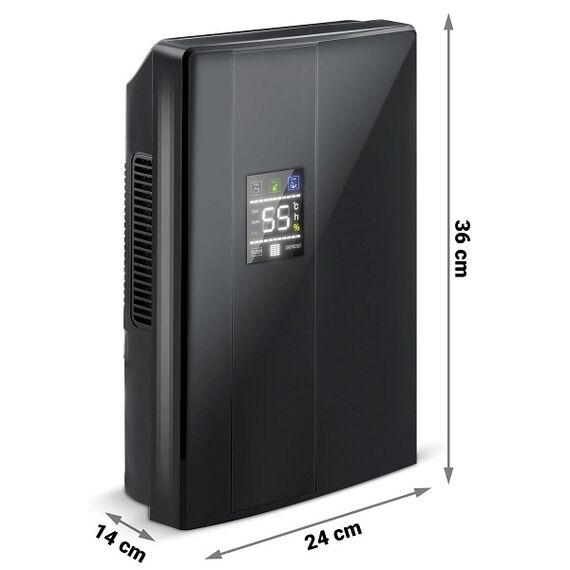Dezumidificator, capacitate rezervor 2000 ml, mod Peltier termoelectric, indicator luminos de schimbare a culorii, 220 - 240 V, negru, Capacitate dezumificare zilnica	: 700 ml, Culoare: Negru-poza 11-Dacenergy.ro
