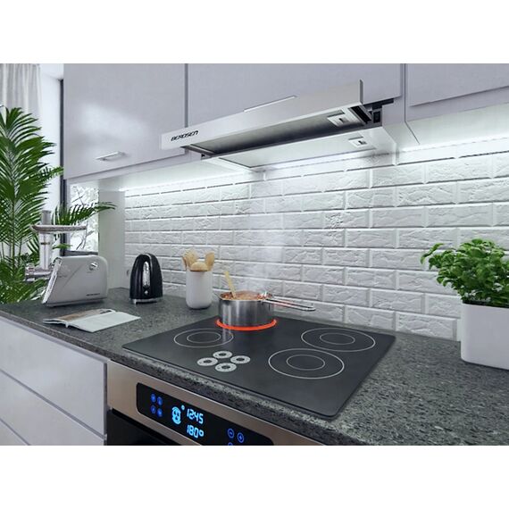 Hota incorporabila, din otel inoxidabil, iluminat Led, buton de control, 2 trepte de viteza, 175 mc/h, 74 W, 60 cm, argintie-poza 2-Dacenergy.ro