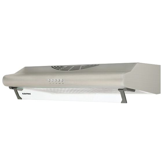 Hota clasica Albatros, tehnologie Eco+, 263 mc/h, 196 W, 2 motoare, 3 trepte de putere, 60 cm, geam rabatil, butoane push, filtru metalic, culoarea argintiu-Dacenergy.ro