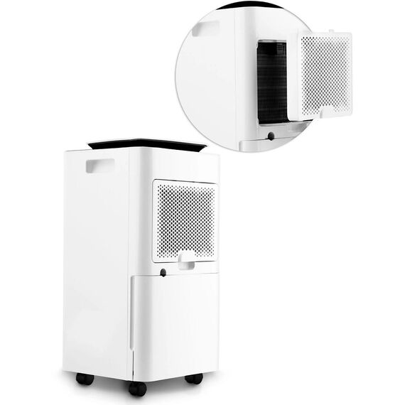 Dezumidificator, capacitate rezervor apa 2,5 l, cronometru de 24 ore, 60 m3, afisaj LCD, panou de control, functia de dezghetare automata, alb-poza 9-Dacenergy.ro