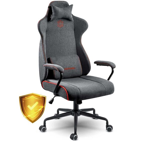 Scaun de birou DacEnergy, din material, baza metalica, 2 perne, inaltime reglabila, functia de balansare SoftSwing, ergonomic, gri, Culoare: Gri-poza 2-Dacenergy.ro