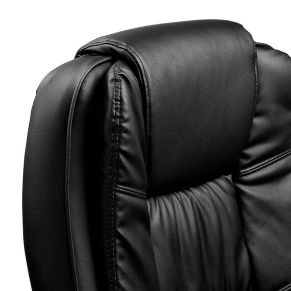 Scaun birou DacEnergy, spatar moale, strat dublu de burete, forma ergonomica, suport lombar, 125x60 cm, piele, negru, Culoare: Negru, Crom-poza 3-Dacenergy.ro