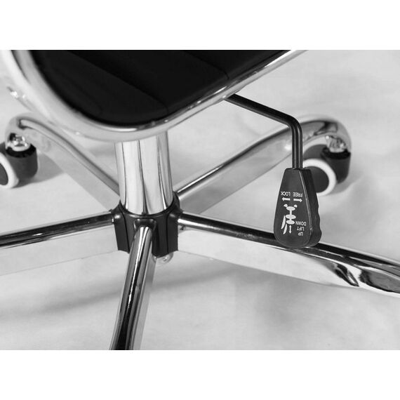 Scaun birou DacEnergy, din piele ecologica, baza lata, cromata, spatar inalt, ergonomic, lift cu gaz, functie de balansare, negru, Culoare: Negru-poza 3-Dacenergy.ro
