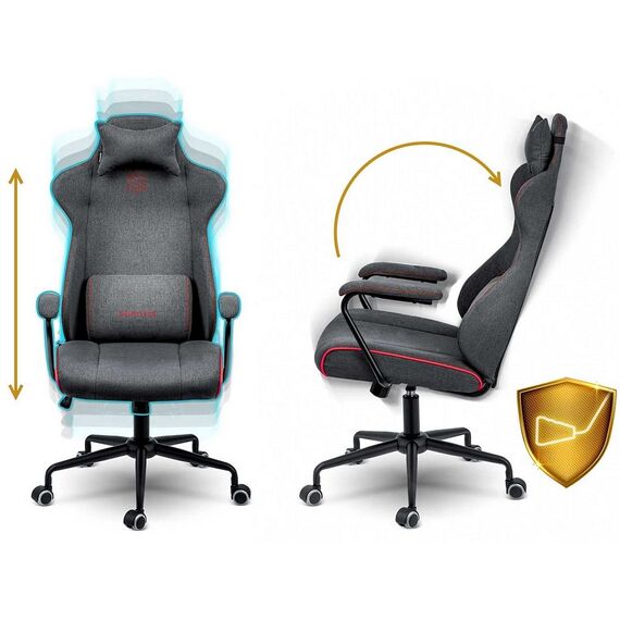 Scaun de birou DacEnergy, din material, baza metalica, 2 perne, inaltime reglabila, functia de balansare SoftSwing, ergonomic, gri, Culoare: Gri-poza 7-Dacenergy.ro