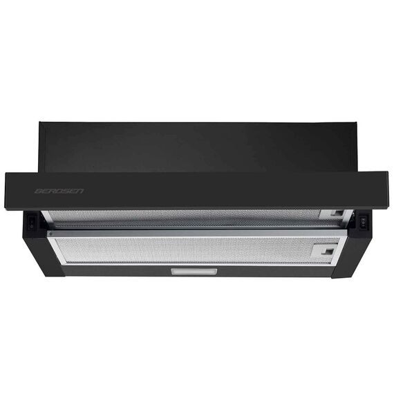 Hota incorporabila, din otel inoxidabil, iluminat Led, buton de control, 2 trepte de viteza, 200 mc/h, 80 W, 60 cm, negru-Dacenergy.ro