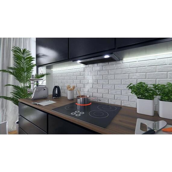 Hota incorporabila, din otel inoxidabil, 380m3/h, 120W, filtru de grasime din aluminiu, buton de control, 52x29 cm, negru-poza 2-Dacenergy.ro