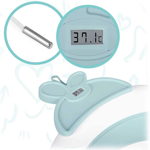 Cada de baie pentru bebelusi , realizata din plastic, cu termometru, pliabila, picioare antiderapante, design ergonomic, alb si albastru, Culoare: Albastru-poza 3-Dacenergy.ro