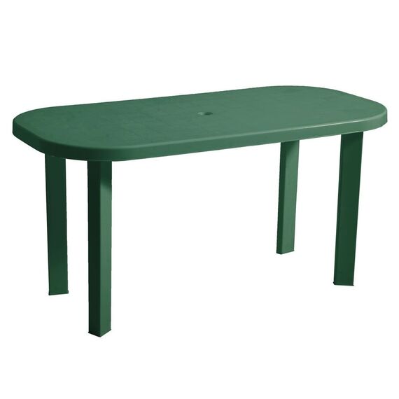 Set mobilier gradina DacEnergy©, fabricat din polipropilena, masa ovala si patru scaune, rezistent la umiditate si UV, 140 x 70 x 70 cm, verde, Numar persoane	: 4, Culoare: Verde-poza 3-Dacenergy.ro