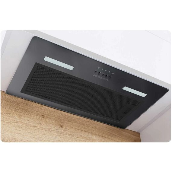 Hota incorporabila, din otel inoxidabil, 350m3/h, 65W, iluminat LED, buton de control, 52x29 cm, negru-poza 6-Dacenergy.ro