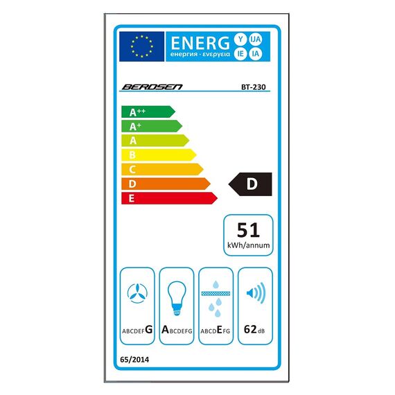 Hota incorporabila, din otel inoxidabil, iluminat Led, buton de control, 2 trepte de viteza, 200 mc/h, 80 W, 60 cm, negru-poza 6-Dacenergy.ro