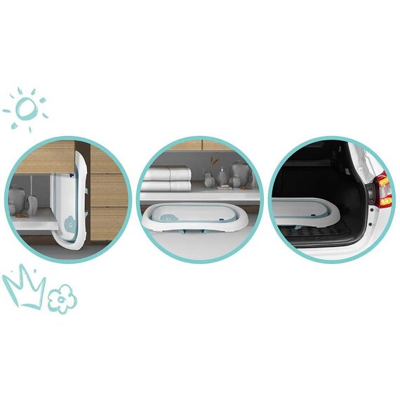 Cada de baie pentru bebelusi , realizata din plastic, cu termometru, pliabila, picioare antiderapante, design ergonomic, alb si albastru, Culoare: Albastru-poza 7-Dacenergy.ro