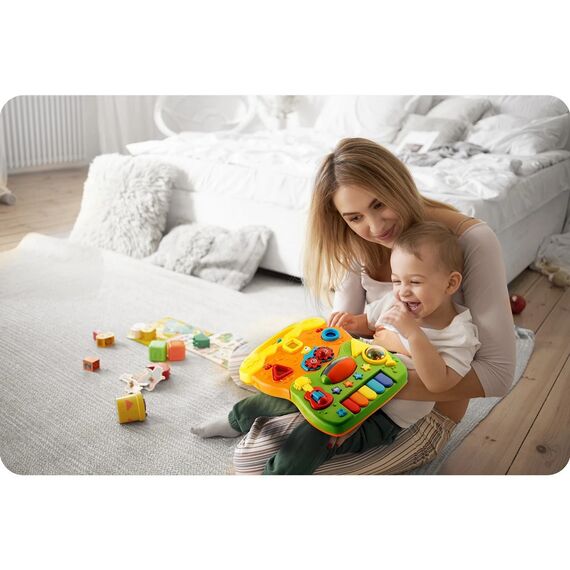 Premergator pentru copii 2in1 , solid si durabil, roti cu blocare si cauciuc antiderapant, cu pian pe un panou educational, cu sunet, 40,5 x36 x46 cm, alb, Culoare: Multicolor-poza 7-Dacenergy.ro