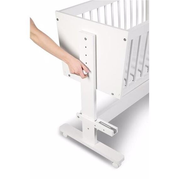 Patut bebelusi DacEnergy©, din lemn, inaltime reglabila, picioare cu role, o latura detasabila, usor de ansamblat, sistem de leganare, 90x40 cm-poza 7-Dacenergy.ro