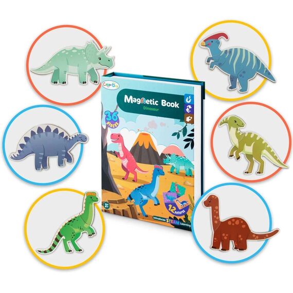 Carte magnetica , stimuleaza creativitatea si imaginatia, dezvolta abilitatile motorii fine, piese de puzzle, cu dinozauri, 19.5 x 4 x 26.5 cm, 36 de piese, Interese: Dinozauri-poza 9-Dacenergy.ro