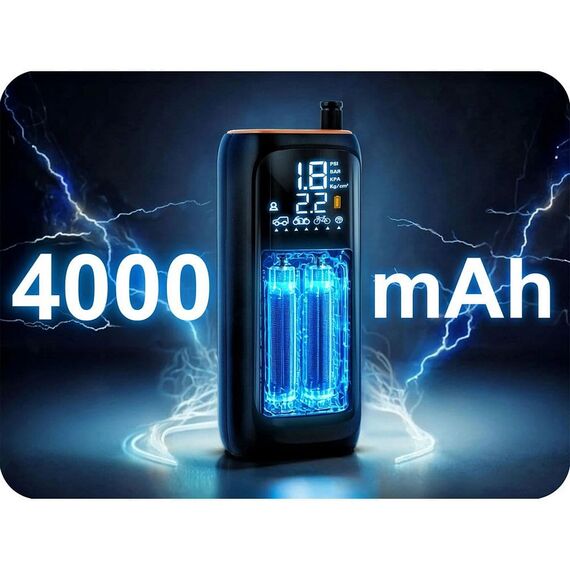 Compresor electric fara fir, afisaj LED, incarcare USB-C, debit aer 20-22 l/min, capacitate baterie 4000mAh, lanterna incorporata-poza 4-Dacenergy.ro