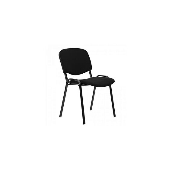 Scaun vizitator fix, tapiterie stofa, cadru teava otel vopsit negru, suprapozabil, fara brate, burete 3 cm, suporta 120 kg, sala asteptare, conferinta, birou, 84x53x53 cm, negru, Culoare: Negru-Dacenergy.ro
