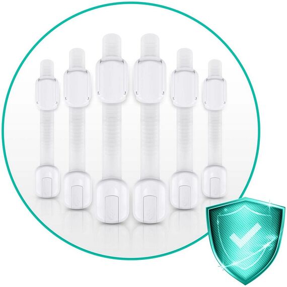 Set de sigurante, din plastic special rezistent, pentru dulapuri, rezistent, 19 x 3,4 cm, 6 buc, alb, Culoare: Alb-poza 2-Dacenergy.ro