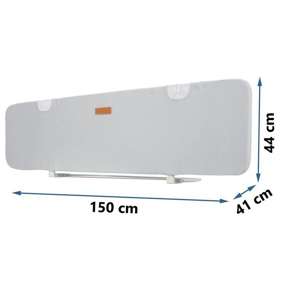 Bara de siguranta pentru pat copii, 100% polyester, cadru durabil din otel usor, colturi rotunjite si sigure, 150 x 44 x 41 cm, gri-poza 3-Dacenergy.ro