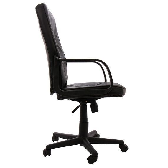 Scaun birou directorial DacEnergy©, rotativ, reglabil pe inaltime, dimensiuni 110x63x62 cm, structura polipropilena, tapiterie din imitatie piele, culoare negru-poza 3-Dacenergy.ro