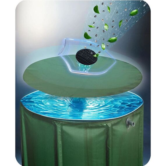 Rezervor de apa, cadru durabil, material PVC rezistent, robinet cu supapa, robinet cu supapa de pornire/oprire, supapa de golire, 200 l, 70 x 60 cm, verde, Capacitate	: 200 l-poza 6-Dacenergy.ro
