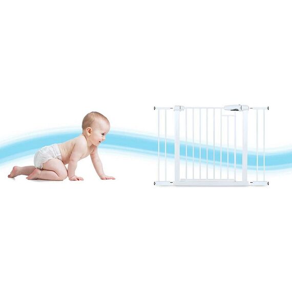 Poarta de securitate, material metalic, inchidere usoara, pe doua fete, latimea reglabila 77-108.5 cm, alba, Culoare: Alb, Latime: 77 / 108.5 cm-poza 6-Dacenergy.ro