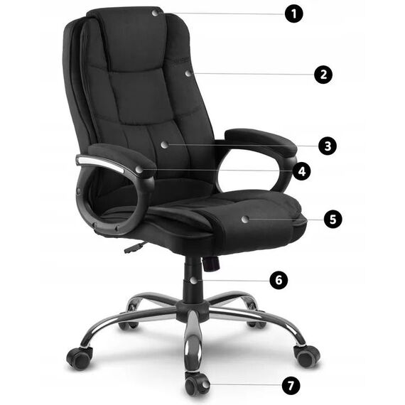 Scaun birou DacEnergy, spatar moale, strat dublu de burete, forma ergonomica, suport lombar, 125x60 cm, negru, Culoare: Negru-poza 6-Dacenergy.ro