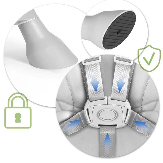 Scaun de masa bebe, 3in1, centura de siguranta in 5 puncte, picioare antiderapante, tava detasabila, pliabil, cos depozitare, gri, Culoare: Gri-poza 7-Dacenergy.ro