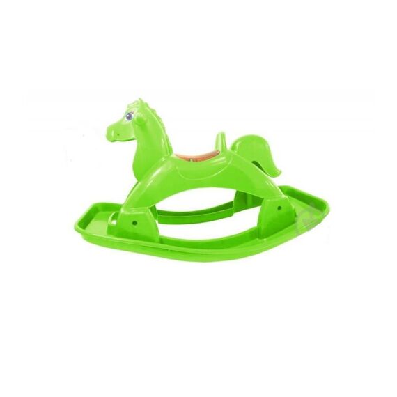 Calut balansoar, realizat din plastic usor, pentru copii de la 1,5 la 5 ani, maxim 30 kg, 90x53x55 cm, verde, Culoare: Verde-Dacenergy.ro