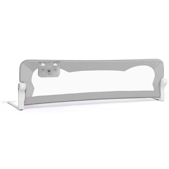 Bariera de protectie pat copii, 150x42x35cm, sistem de blocare, cu buzunar, rezistenta, gri-Dacenergy.ro