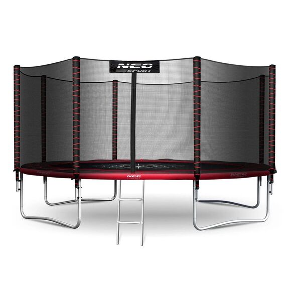 Trambulina de gradina, plasa externa de siguranta, scara metalica solida, 4 picioare duble, model unic de panza de paianjen, intrarea inchisa cu fermoar si catarama, 435 cm, rosu si negru, Culoare: Rosu, Negru,  Diametru: 435 cm-poza 5-Dacenergy.ro