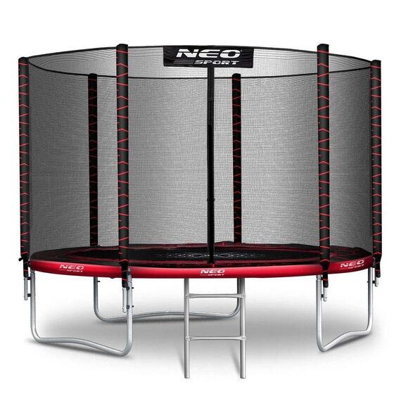 Trambulina de gradina, plasa externa de siguranta, scara metalica solida, 3 picioare duble, model unic de panza de paianjen, intrarea inchisa cu fermoar si catarama, 252 cm, rosu si negru, Culoare: Rosu, Negru,  Diametru: 252 cm-poza 6-Dacenergy.ro