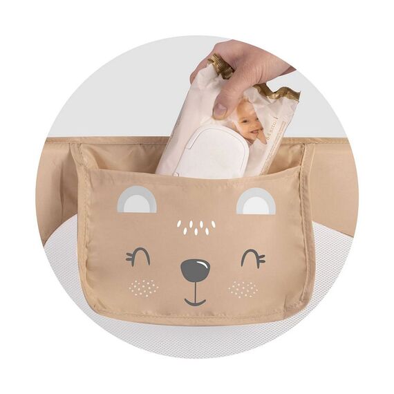 Bariera de protectie pat copii, 150x42x35cm, sistem de blocare, cu buzunar, rezistenta, bej, Culoare: Bej, Lungime: 150 cm, Latime: 42 cm-poza 2-Dacenergy.ro